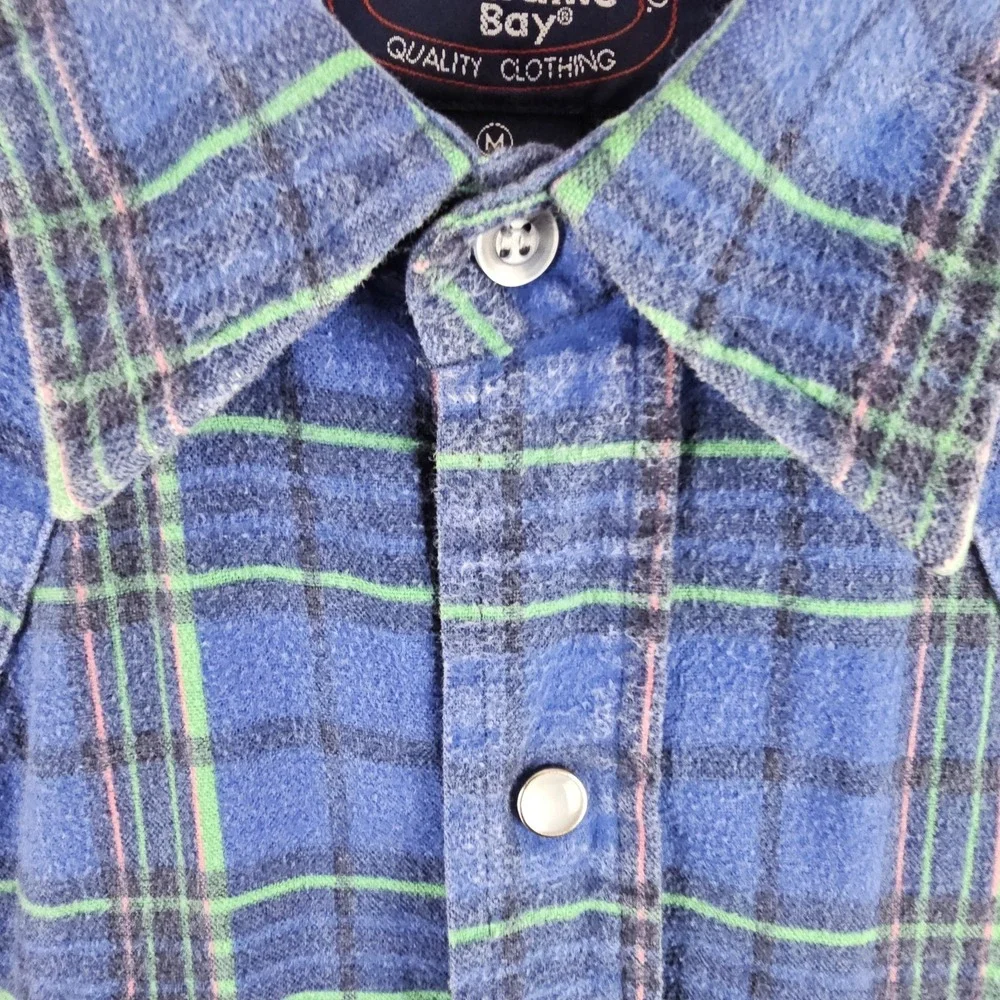 Vintage Williams Bay Pearl Snap Flannel Button Up Shirt Men's Medium Grunge Worn